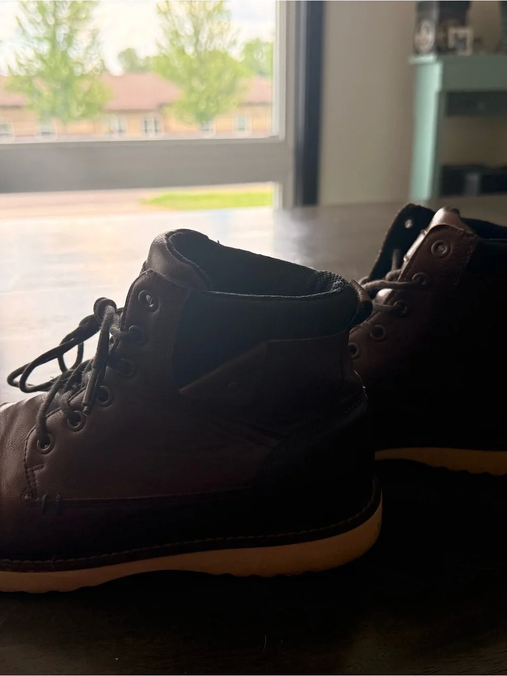 Sonoma Brown Leather Lace-Up Work Boots